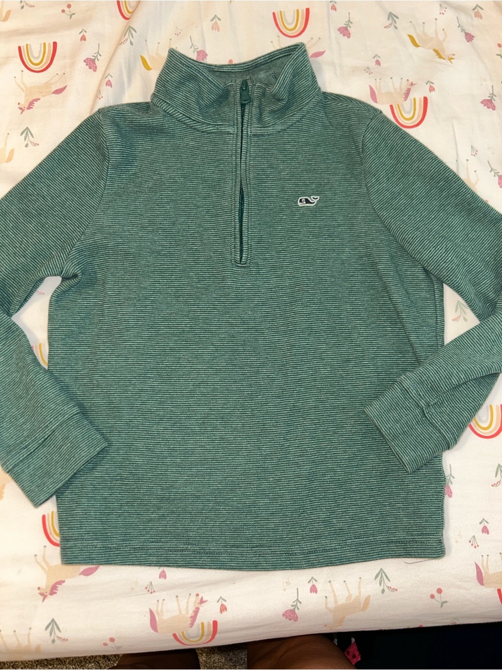 Vineyard Vines Kids Green Heathered Quarter-Zip Pullover
